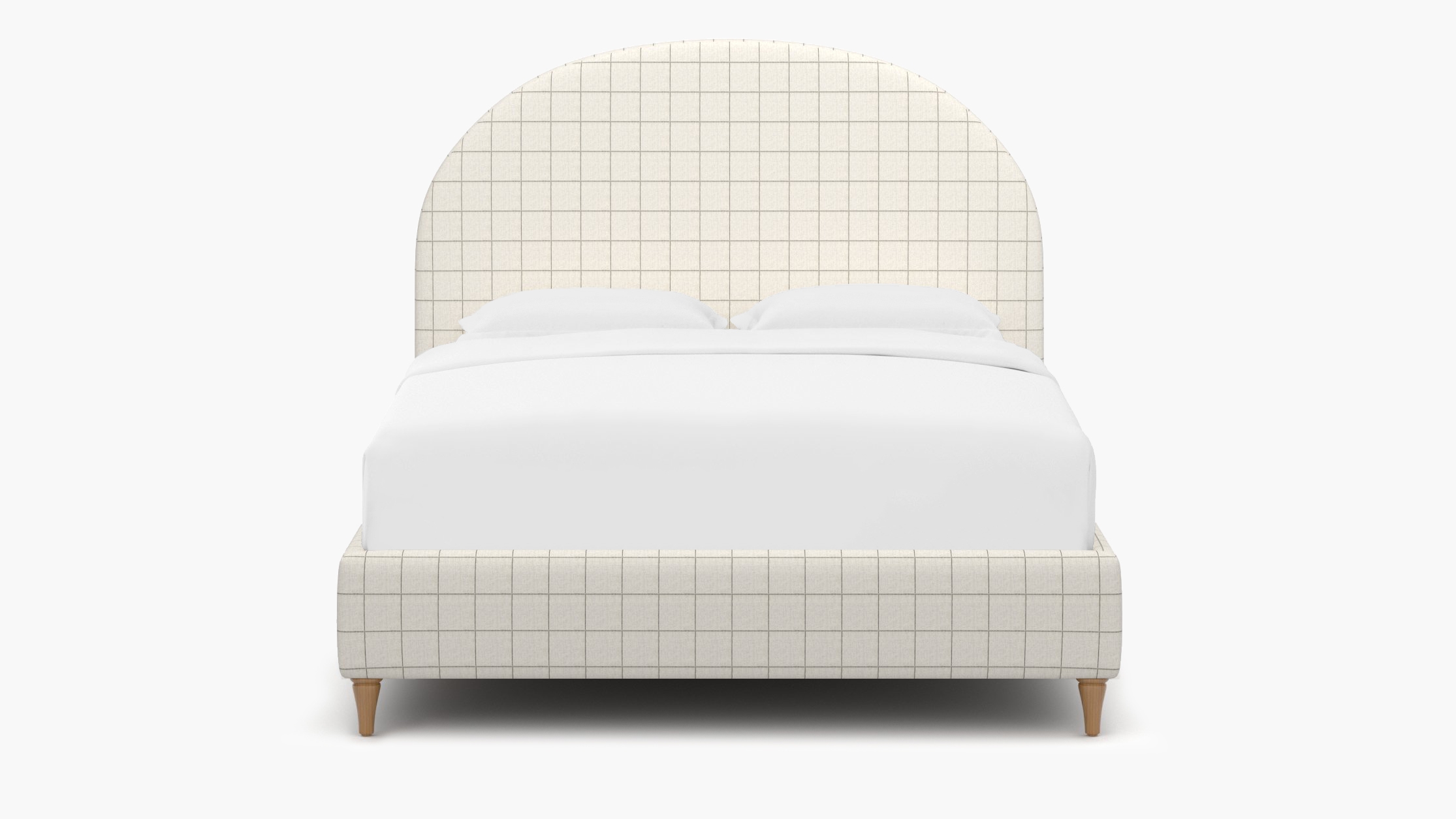 Demilune Bed, Coal Windowpane, Natural Decorative Tapered Leg, King - Image 0