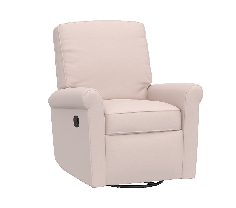 Comfort Small Spaces Swivel Manual Recliner, Performance Everyday Velvet, Pale Blush - Image 0