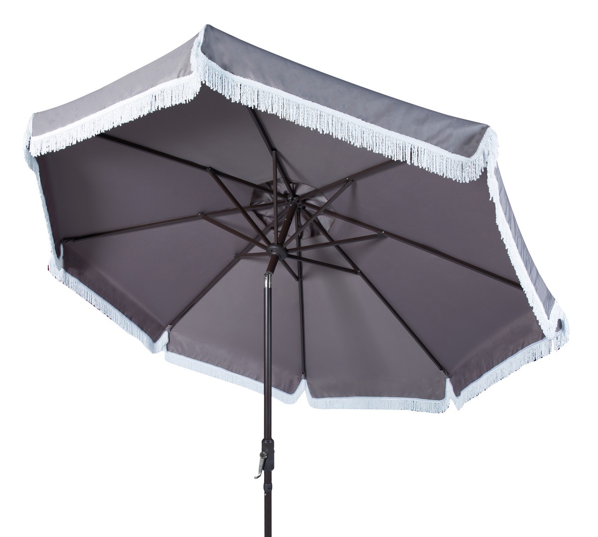 Milan Fringe 11Ft Umbrella - Grey - Safavieh - Image 3