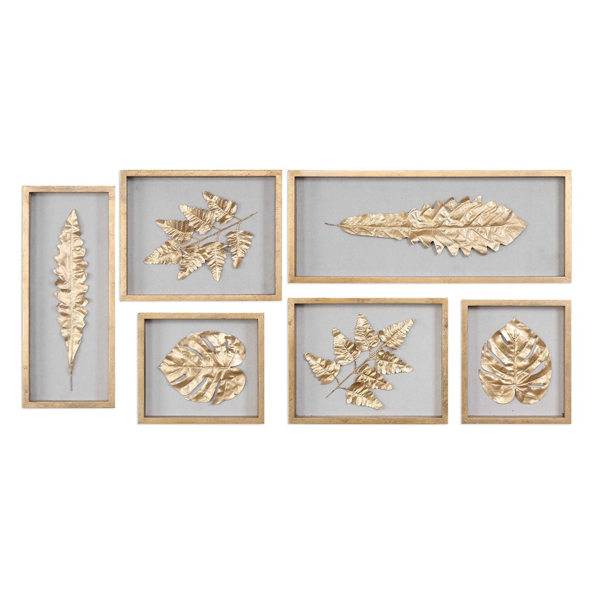 Golden Leaves Shadow Box, Set of 6 - Image 0