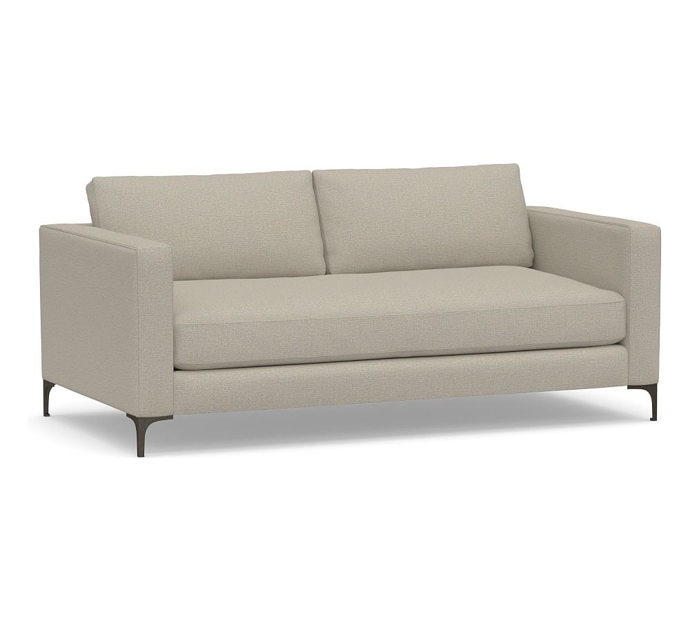 Jake Upholstered Loveseat with Bronze Legs, Polyester Wrapped Cushions, Performance Boucle Fog - Image 0