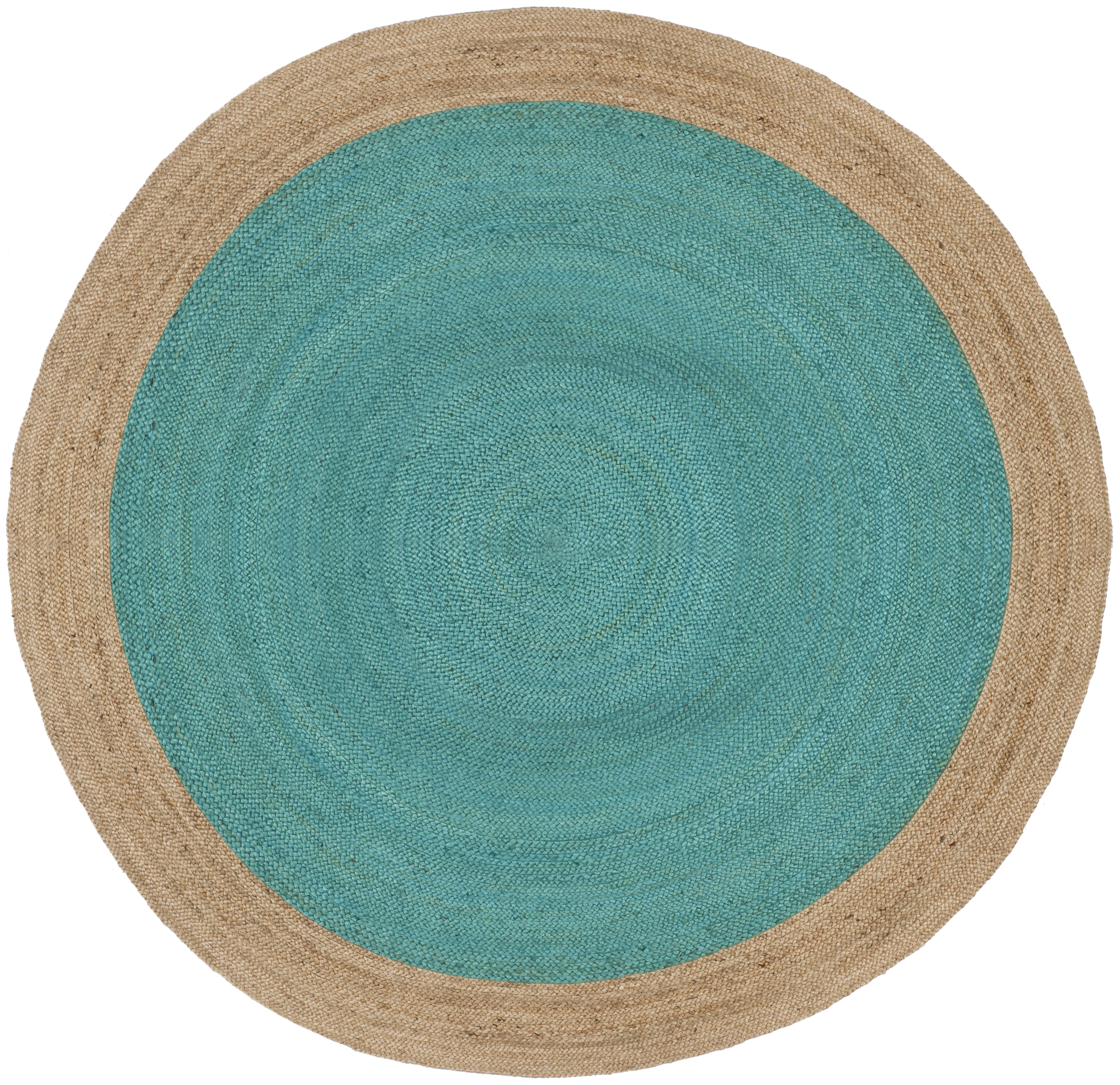 Arlo Home Hand Woven Area Rug, NF801E, Teal/Natural,  8' X 8' Round - Image 0