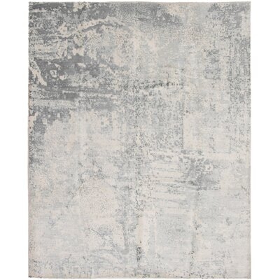 One-of-a-Kind Rex Hand-Knotted 2010s Gray 8' x 9.10' Vicose Area Rug - Image 0