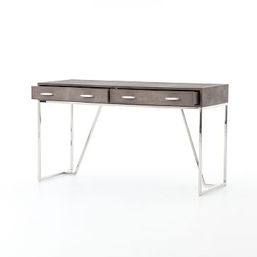 Stainless Steel & Faux Shagreen Desk - Image 1