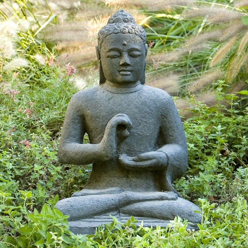 Campania International Indonesian Seated Buddha Statue Color: Aged Limestone - Image 0