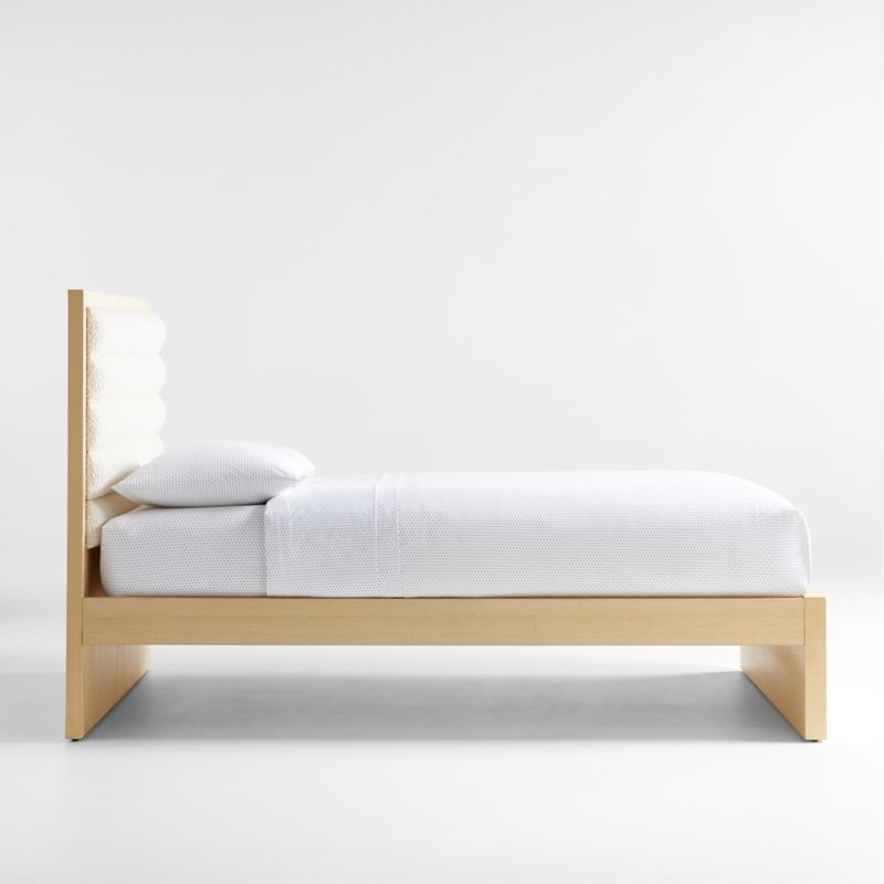 Mavericks Full Light Wood Bed with Cushioned Headboard - Image 7