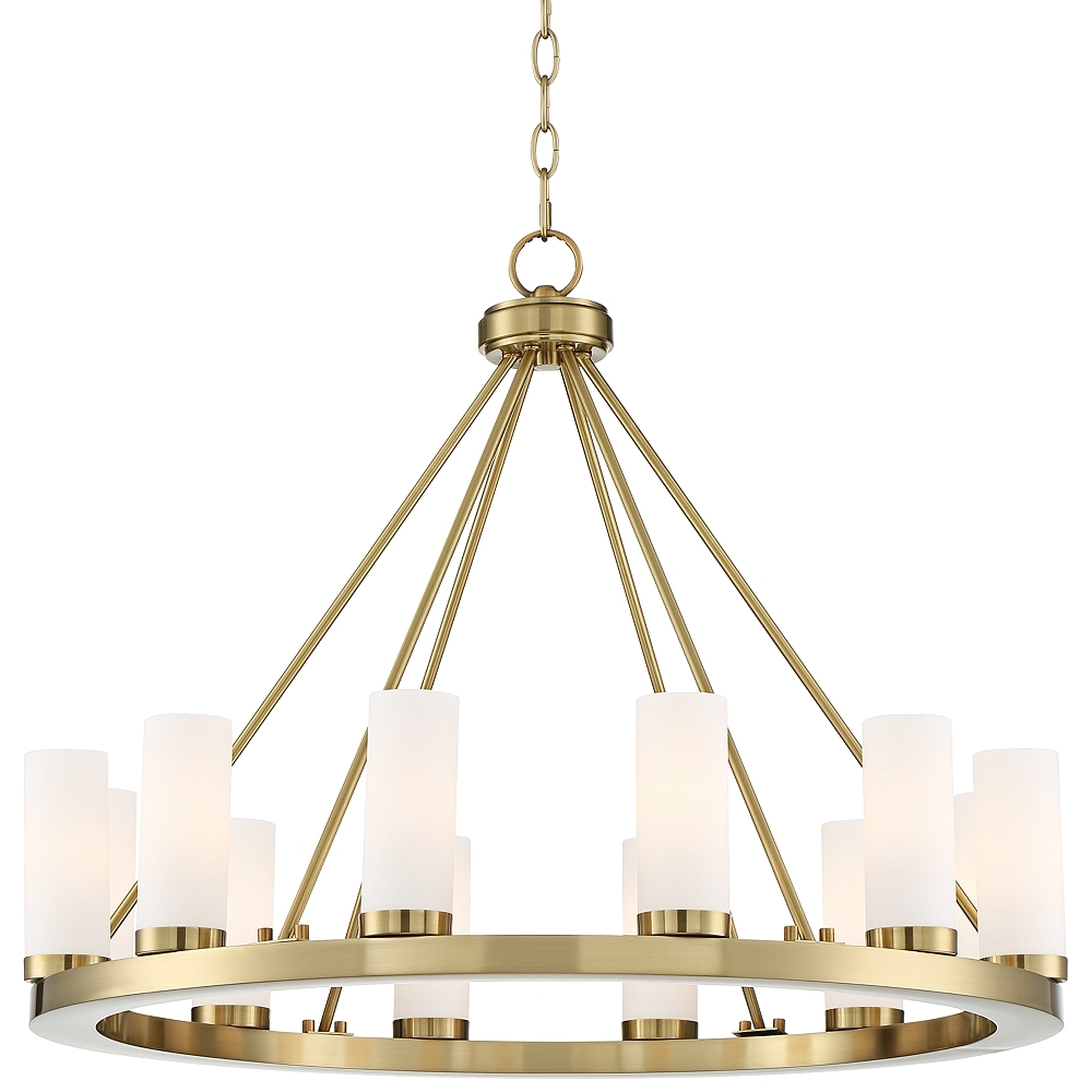 Tila 29 1/2" Wide French Brass and Glass 12-Light Chandelier - Image 0