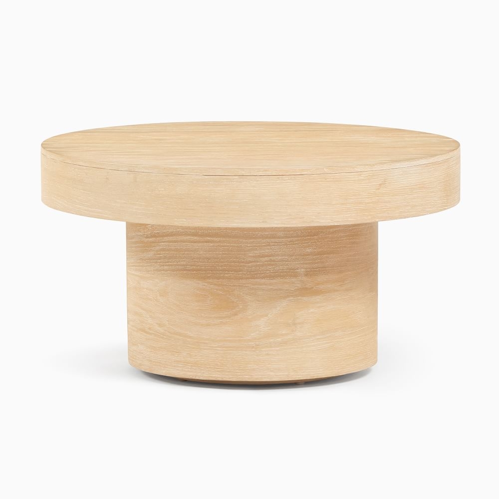 Volume Washed Oak 30 Inch Round Pedestal Coffee Table - Image 0