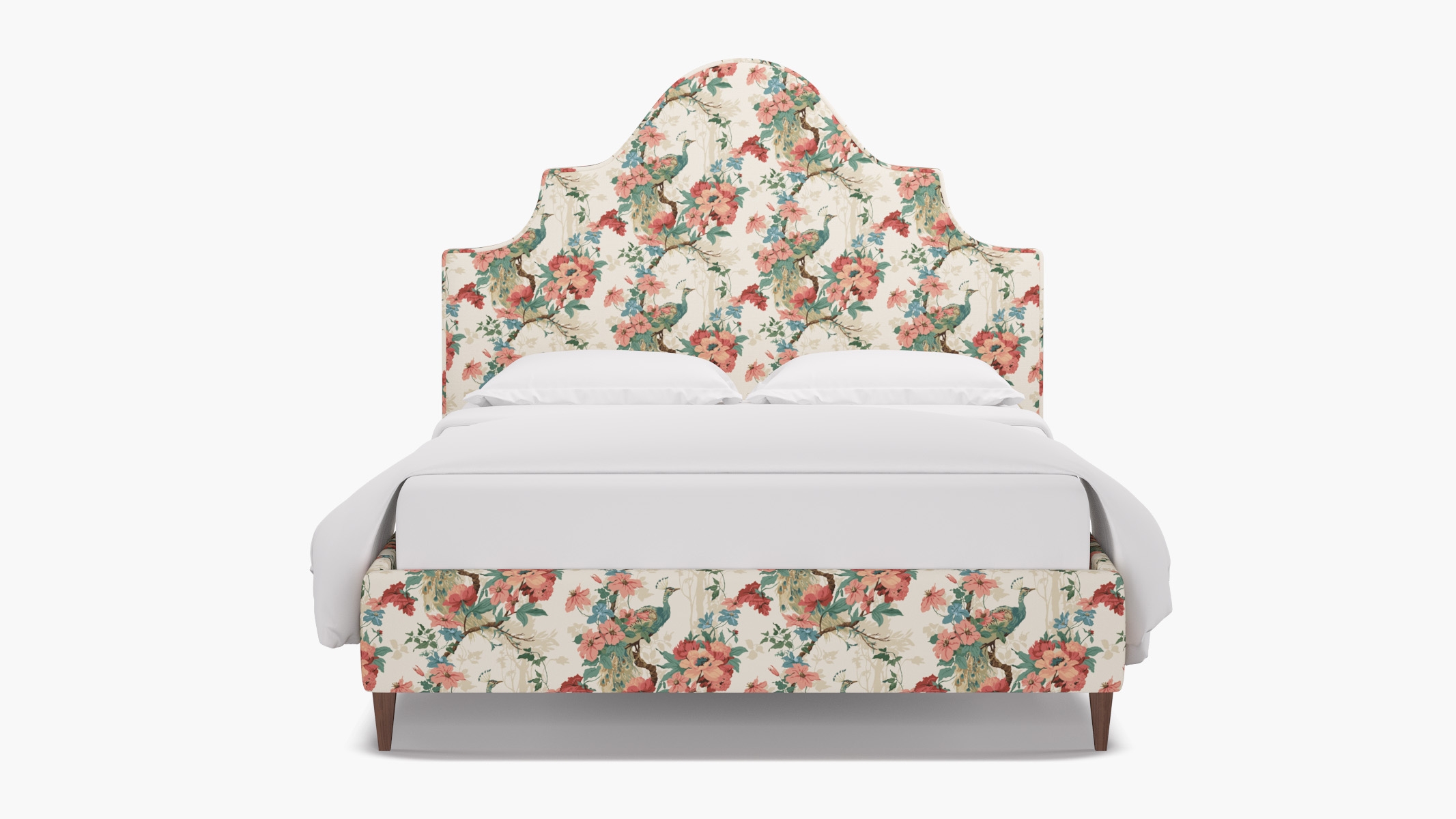 Statement Bed, Rose Peacock Park, Walnut Square Tapered Leg, Twin - Image 0