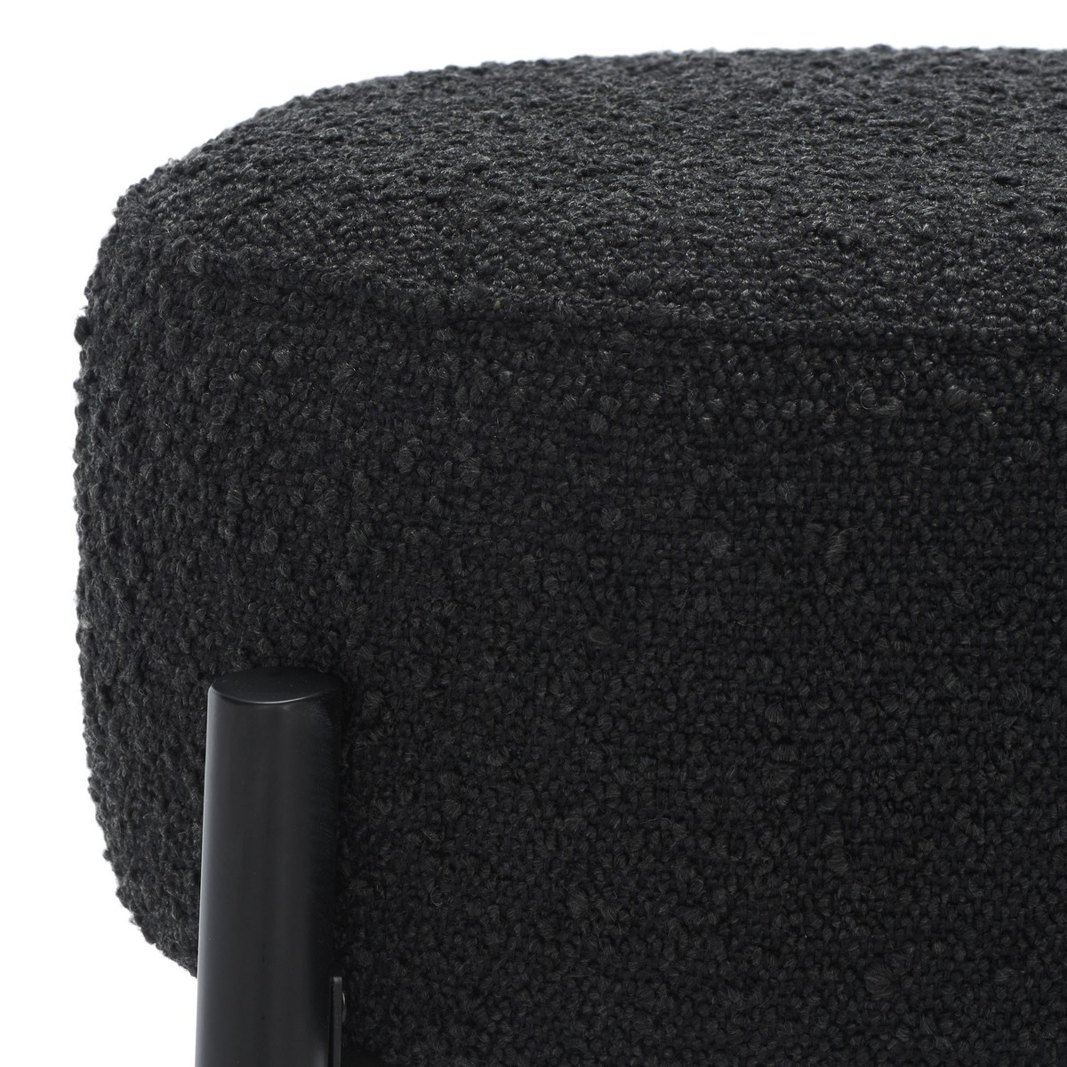 Paisleigh Boucle And Metal Leg Barstool - Black - Image 2