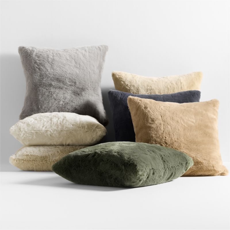 Sierra Tan Faux Fur 23x23 Throw Pillow Cover - Image 2
