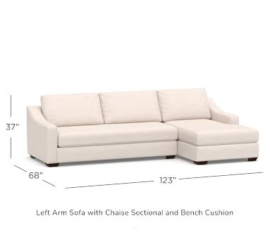 Big Sur Slope Arm Upholstered Left Arm Sofa with Chaise Sectional and Bench Cushion, Down Blend Wrapped Cushions, Jumbo Basketweave Oatmeal - Image 3