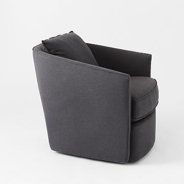 Duffield Swivel Chair, Poly, Yarn Dyed Linen Weave, Steel Gray - Image 5