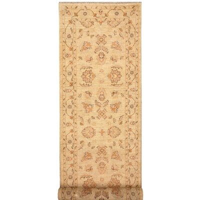 One-of-a-Kind Christerphor Hand-Knotted New Age Oushak Beige 2'6" x 9'7" Runner Wool Area Rug - Image 0