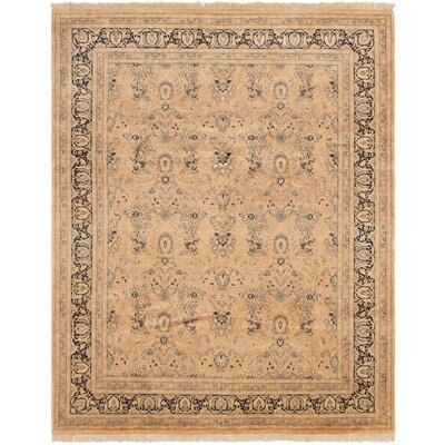 One-of-a-Kind Vasag Hand-Knotted 2010s Tabriz Tan/Black 8'2" x 10'2" Wool Area Rug - Image 0