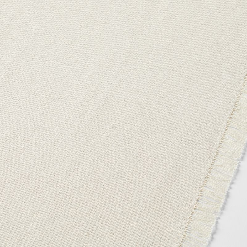 Craft 120" Birch Beige Organic Cotton Fringe Table Runner - Image 1