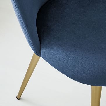 Lila Upholstered Dining Chair, Performance Velvet, Ink Blue, Light Bronze, Set of 2 - Image 4