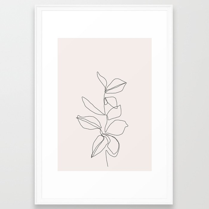 Botanical Illustration Line Drawing - Birdie I Framed Art Print by The Colour Study - Scoop White - LARGE (Gallery)-26x38 - Image 0