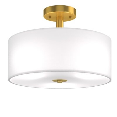 Mercer41 3-light Semi Flush Mount Ceiling Light Fixture Glass Drum Pendant Lamp - Image 0