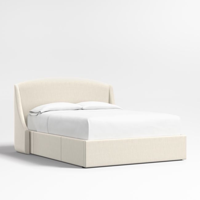 Lafayette 48" Ivory Upholstered Queen Headboard with Storage Bed Base - Image 0