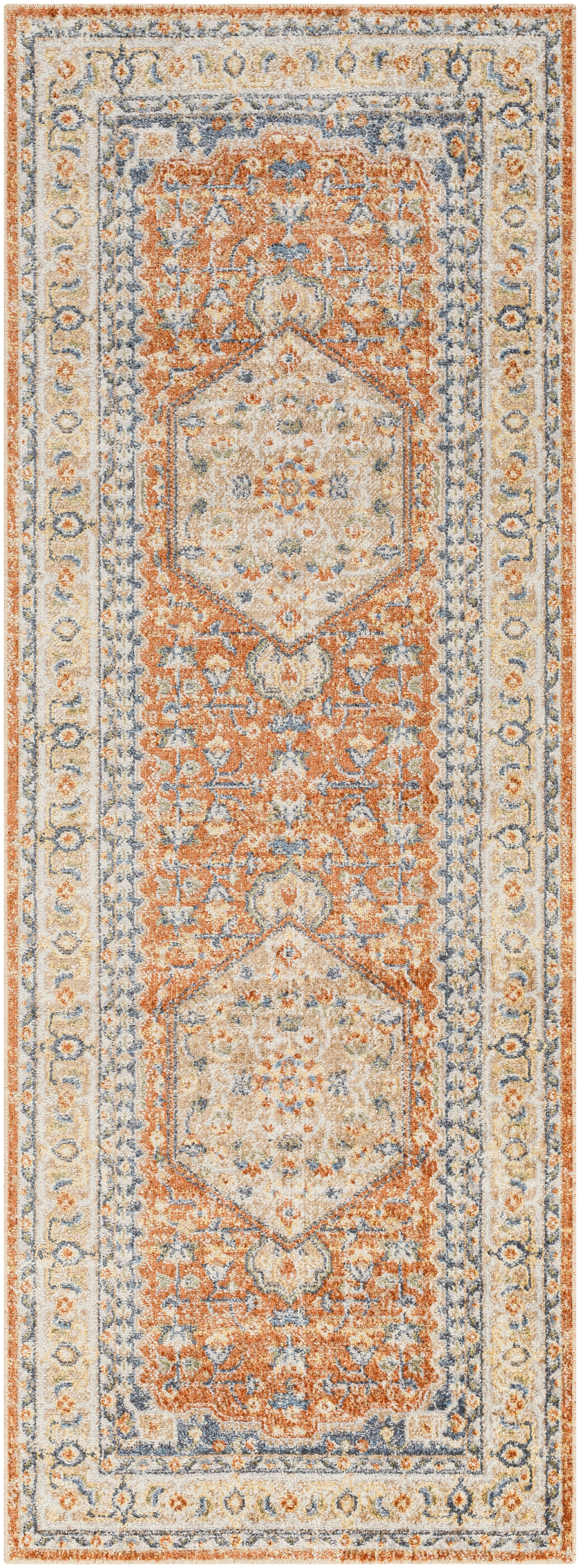 Lillian Beige Indoor 2'7" x 7'3" Machine Woven Rug - Image 0