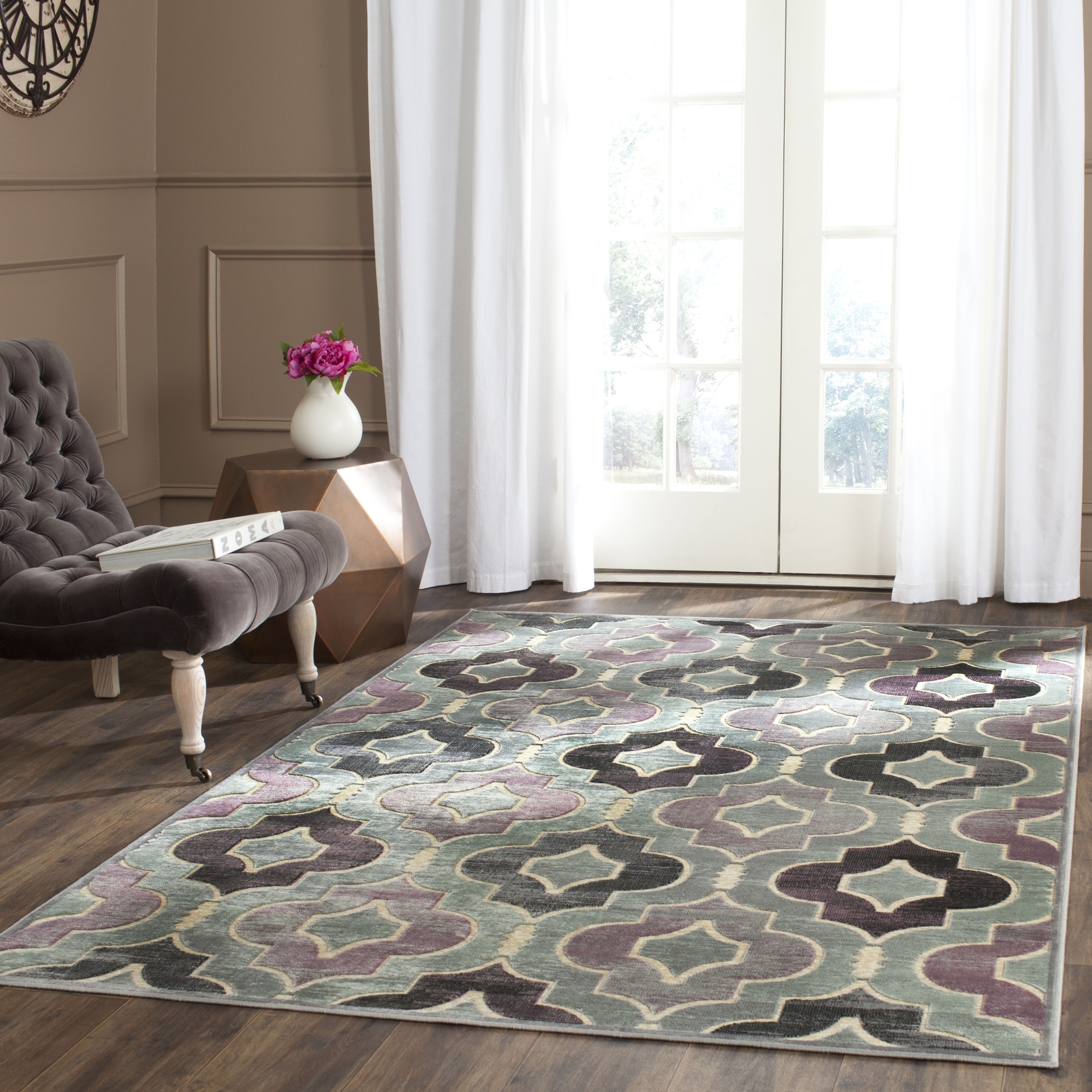 Arlo Home Woven Area Rug, PAR165-740, Grey/Multi,  4' X 5' 7" - Image 1