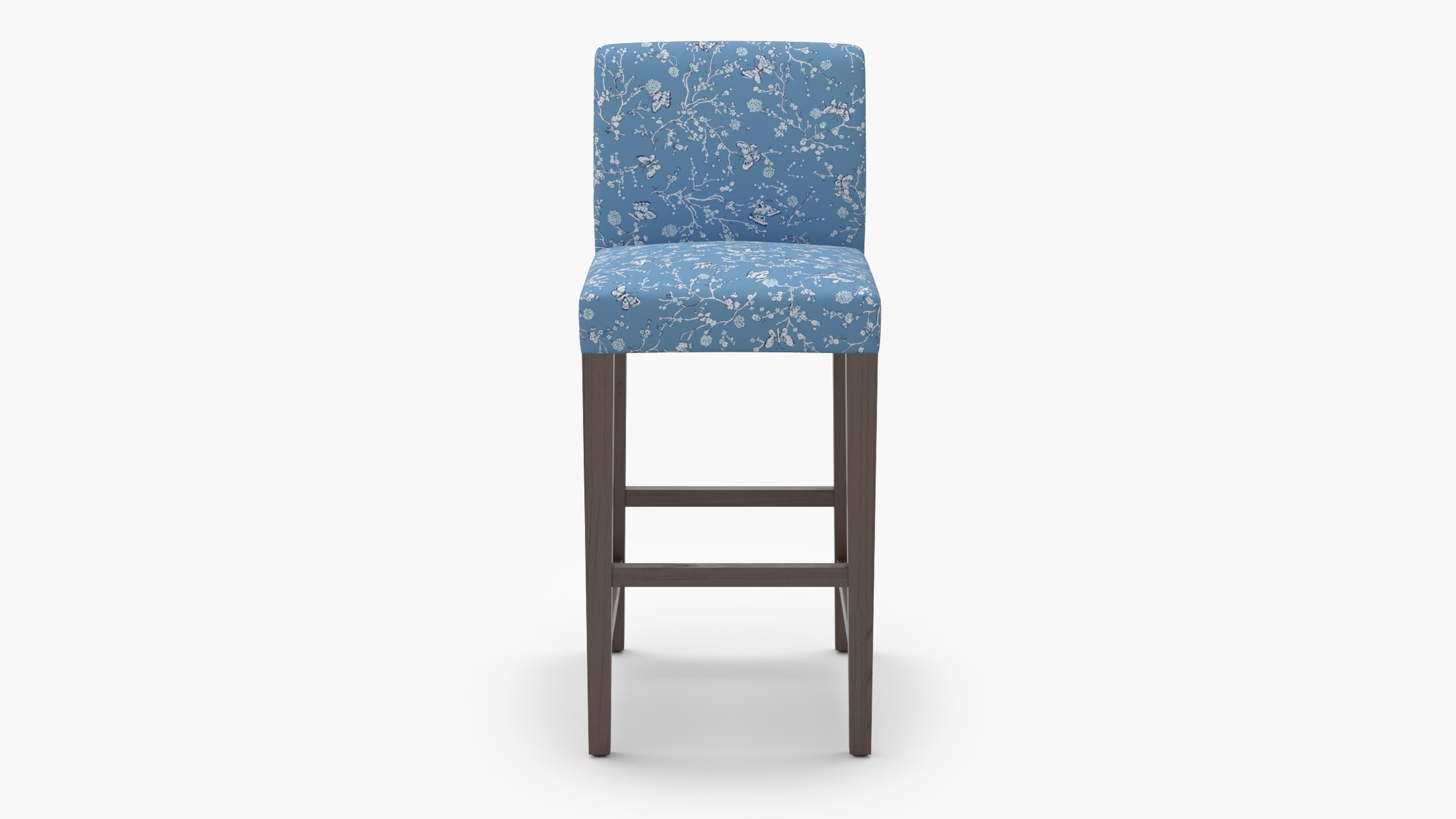 Signature Dining Bar Stool, Blue Mariposa, Espresso Square Tapered Leg - Image 0