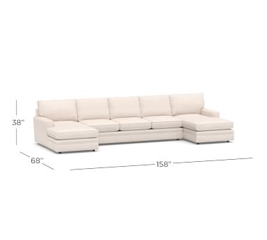Pearce Square Arm Upholstered U-Chaise Loveseat Sectional, Down Blend Wrapped Cushions, Basketweave Slub Ash - Image 1