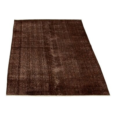 One-of-a-Kind Overdyed Hand-Knotted 1980s Dark Brown 4'7" x 7'9" Wool Area Rug - Image 0