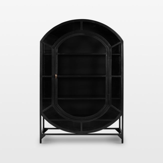 Ventana 39" Black Metal and Glass Bar Cabinet - Image 0