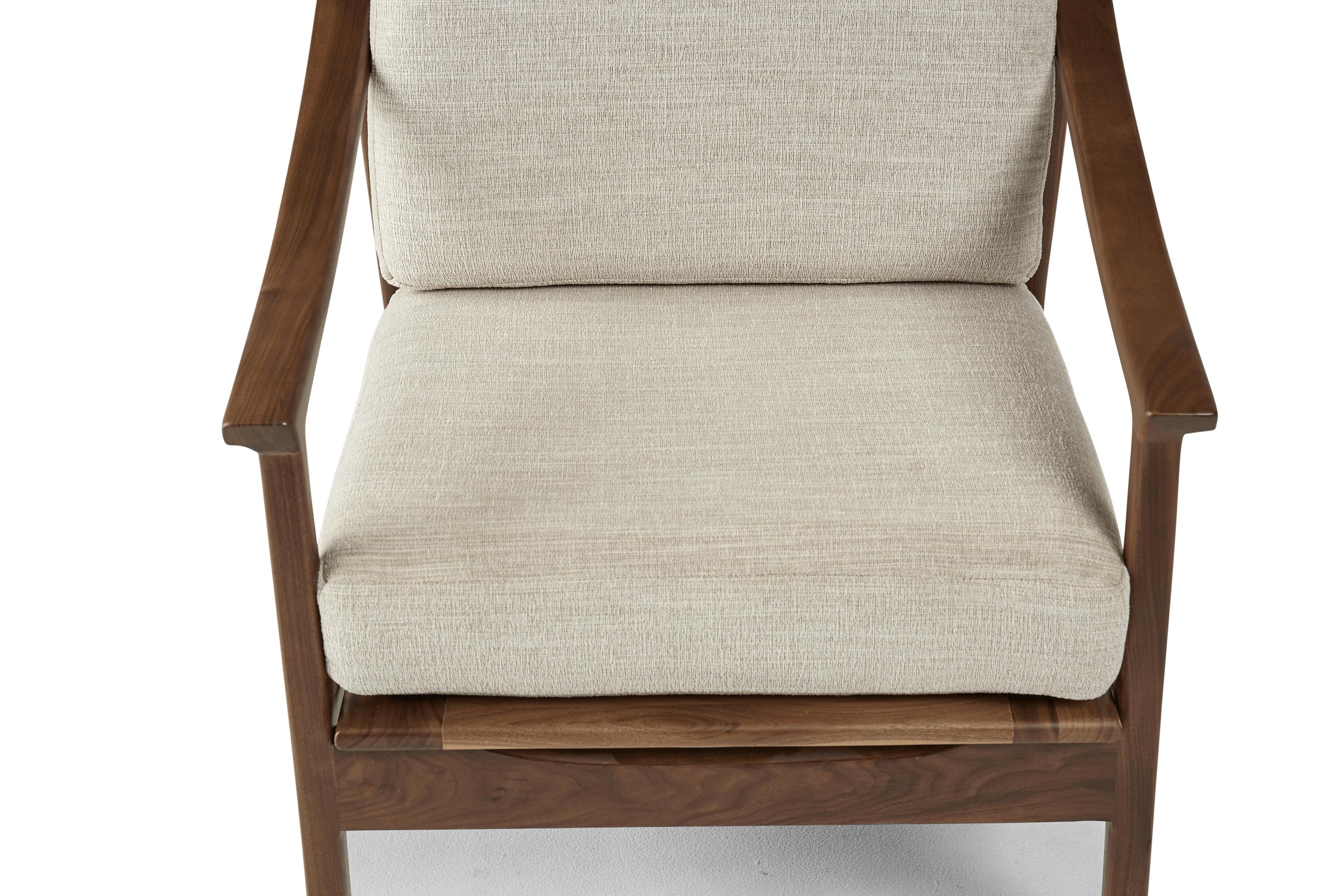 Beige/White Bradshaw Mid Century Modern Chair - Lucky Divine - Walnut - Image 4