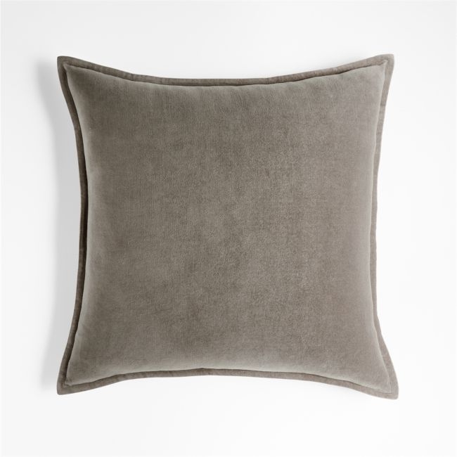 Frost 20"x20" Washed Cotton Velvet Throw Pillow with Down-Alternative Insert - Image 0