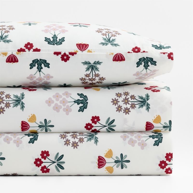 Stay Cool Nordic Bloom 100% Organic Cotton Toddler Sheet Set - Image 1