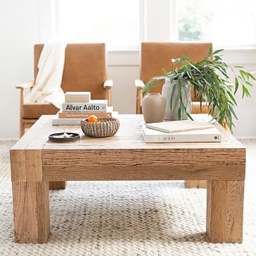 Solid Reclaimed Wood Square Coffee Table, Natural - Image 1