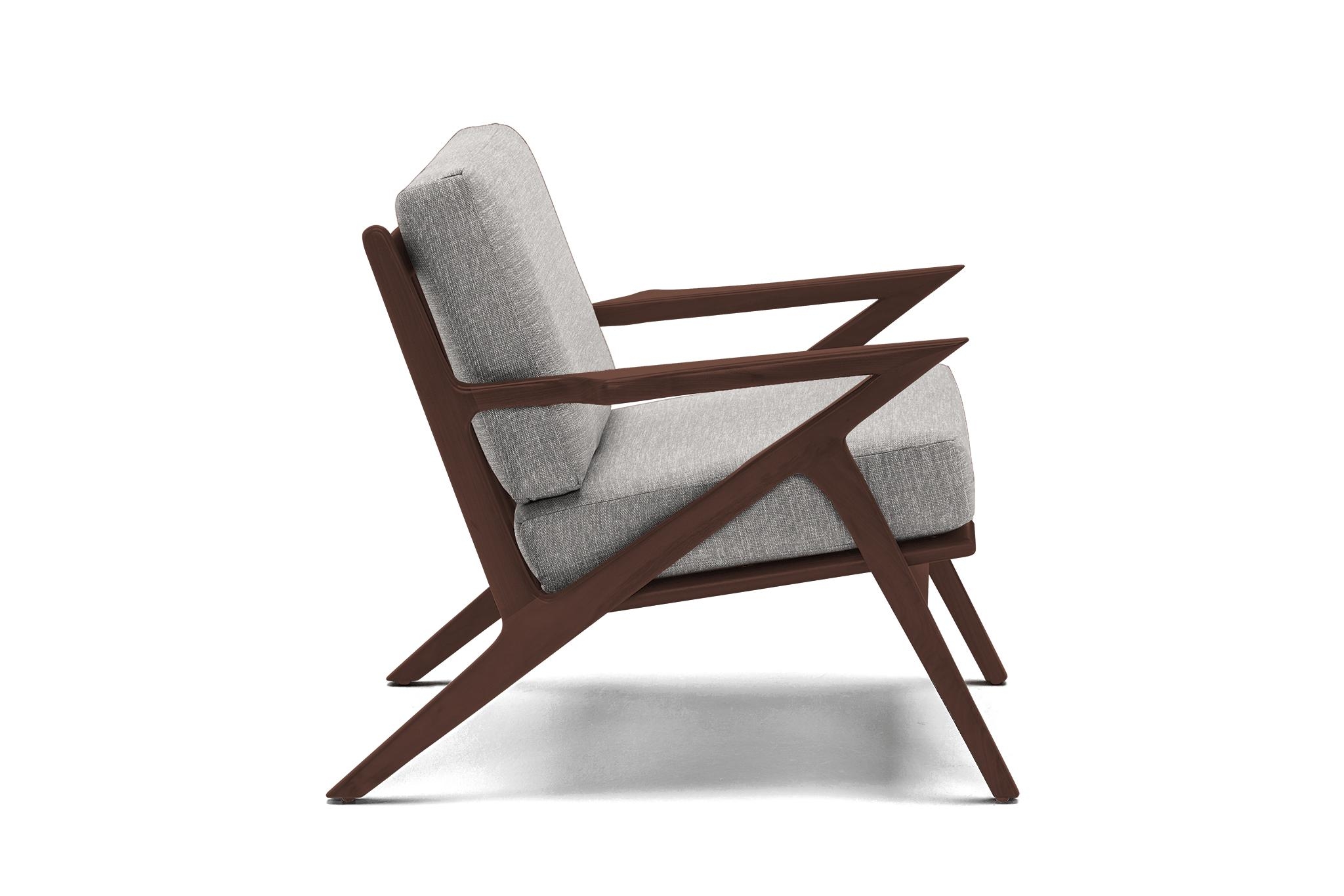 Gray Soto Mid Century Modern Apartment Chair - Sunbrella Premier Fog - Walnut - Image 2