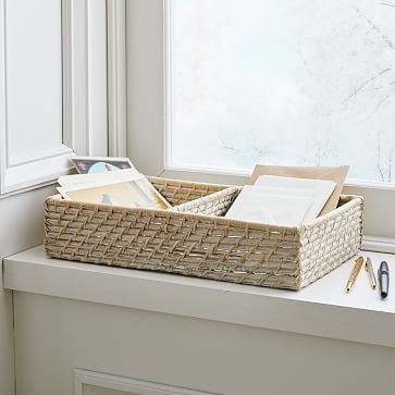 Modern Weave Basket, Whitewashed, Set of 2 - Image 2