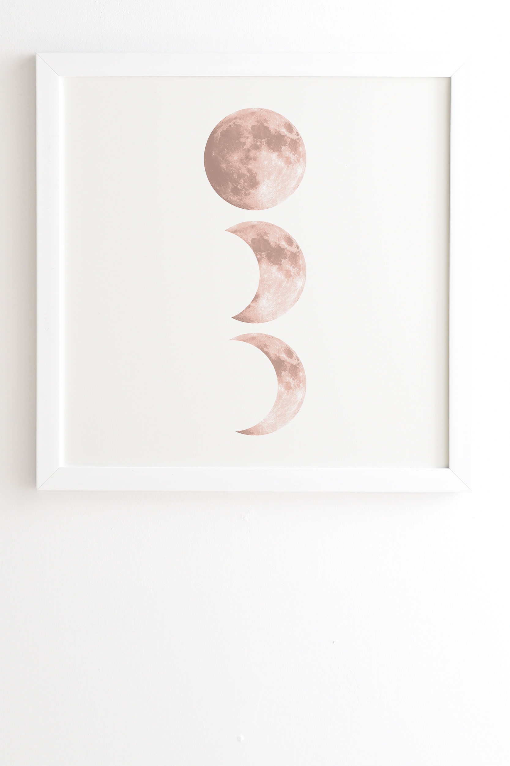 Pink Moon On White by Emanuela Carratoni - Framed Wall Art Basic White 8" x 9.5" - Image 1