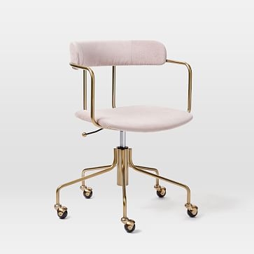Lennox Office Chair, Distressed Velvet, Pewter - Image 3