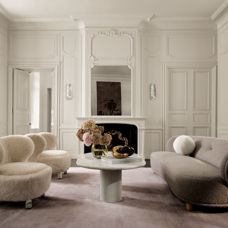 Nadine Shearling Accent Chair with Marble Legs by goop - Image 1