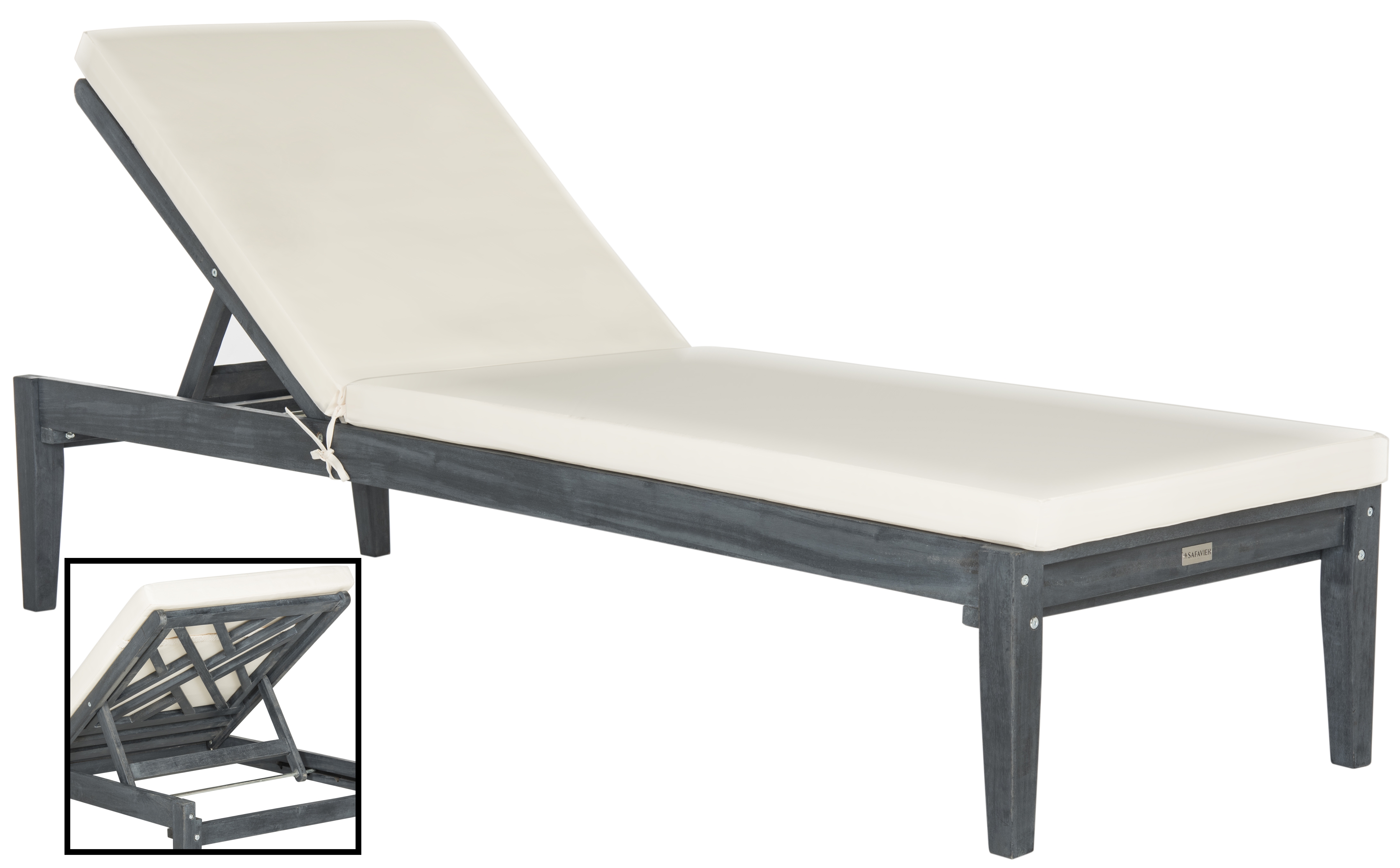 Azusa Sunlounger - Ash Grey/Beige - Safavieh - Image 1