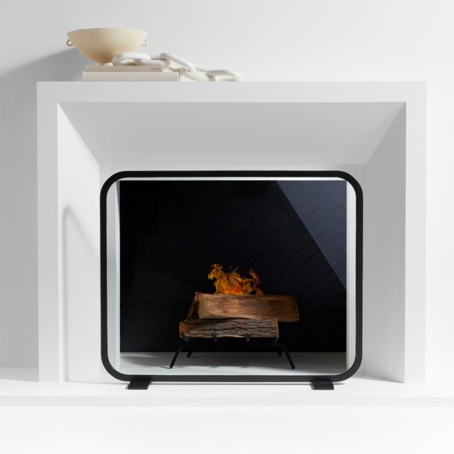 Telum Black Glass Fireplace Screen - Image 0