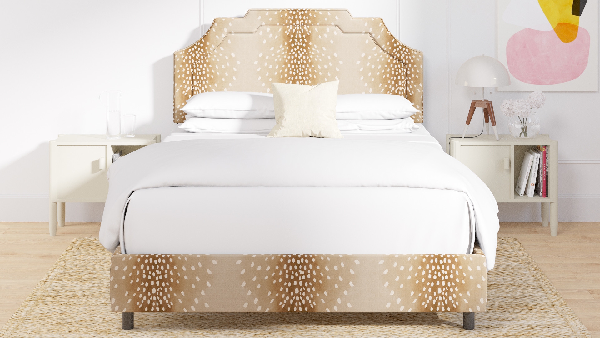 Art Deco Bed, Fawn, Queen - Image 3