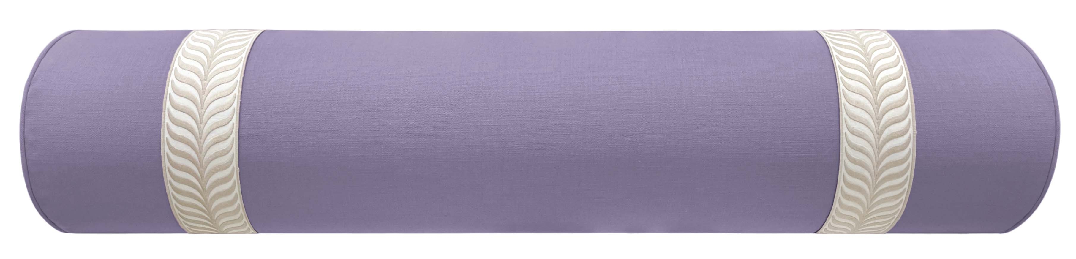 THE BOLSTER :: CLASSIC LINEN // WISTERIA + TRELLIS TRIM // NATURAL - TWIN // 9" X 24" - Image 2