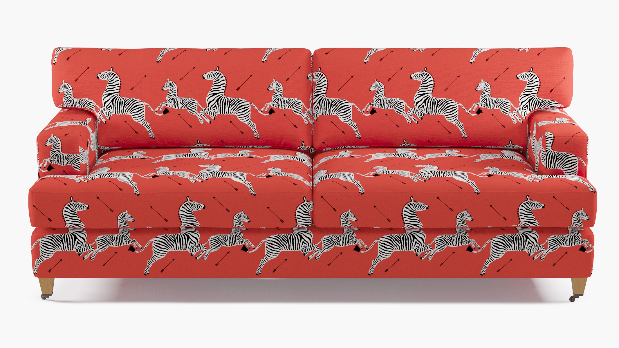 Classic Sofa, Coral Zebra, Natural with Antique Brass Caster - Image 0