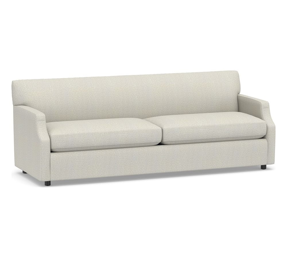SoMa Hazel Upholstered Grand Sofa 85.5", Polyester Wrapped Cushions, Performance Heathered Basketweave Dove - Image 0