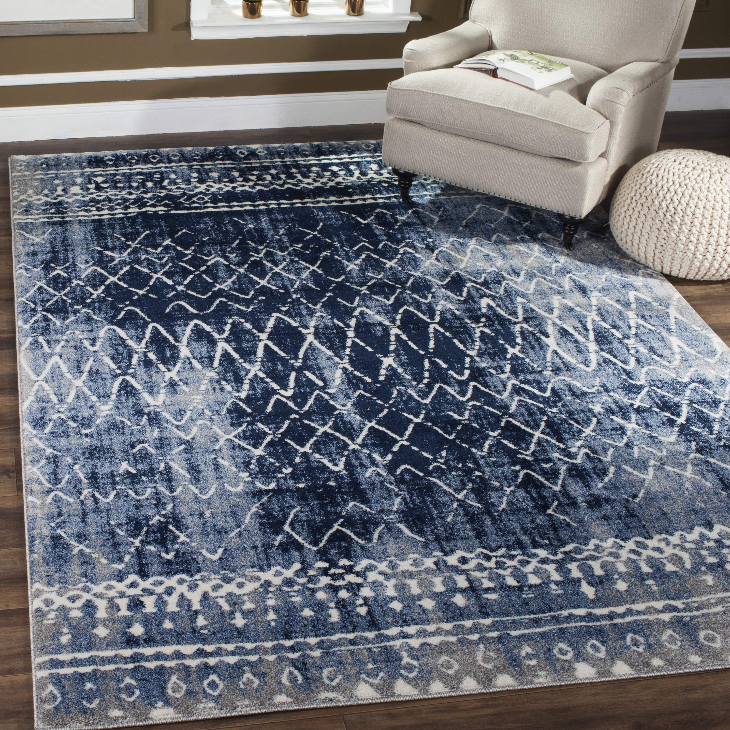 Arlo Home Woven Area Rug, TUN298L, Light Blue/Cream,  6' 7" X 9' 2" - Image 1