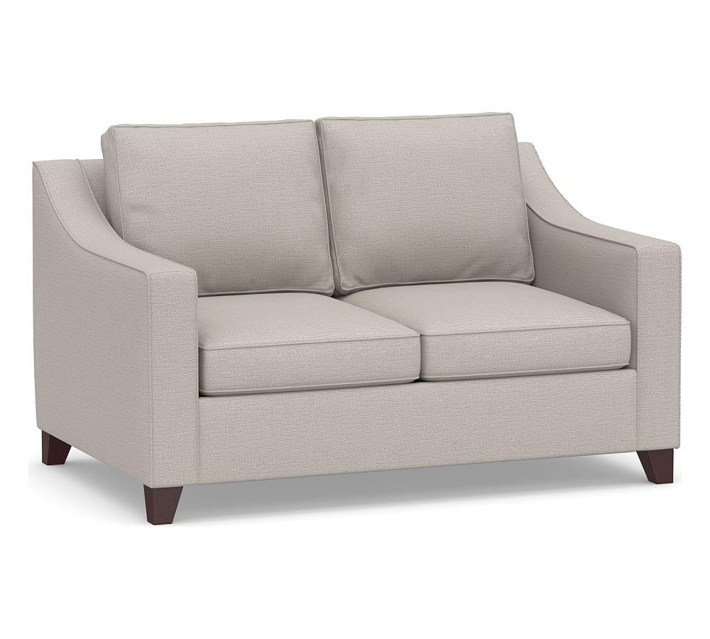 Cameron Slope Arm Upholstered Deep Seat Loveseat 60", Polyester Wrapped Cushions, Chunky Basketweave Stone - Image 0