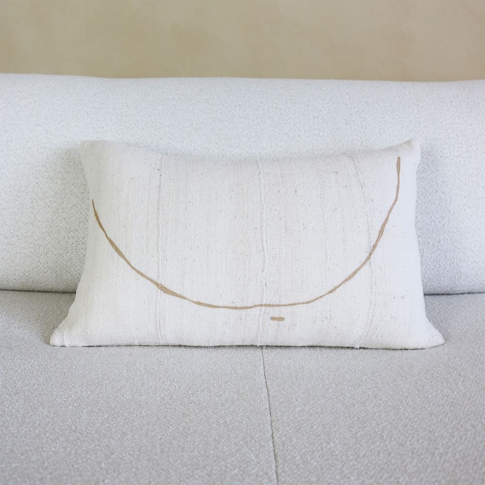 Teta Minimalist Painted Lumbar Pillow, Ivory + Nude - Image 0