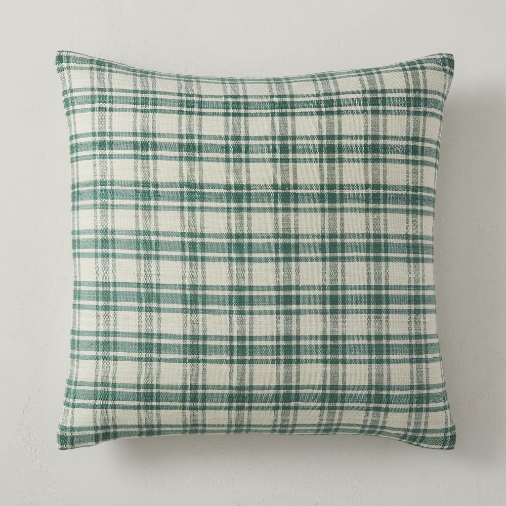 Heather Taylor Home Tartan Silk Pillow Cover, 18"x18", Evergreen - Image 0