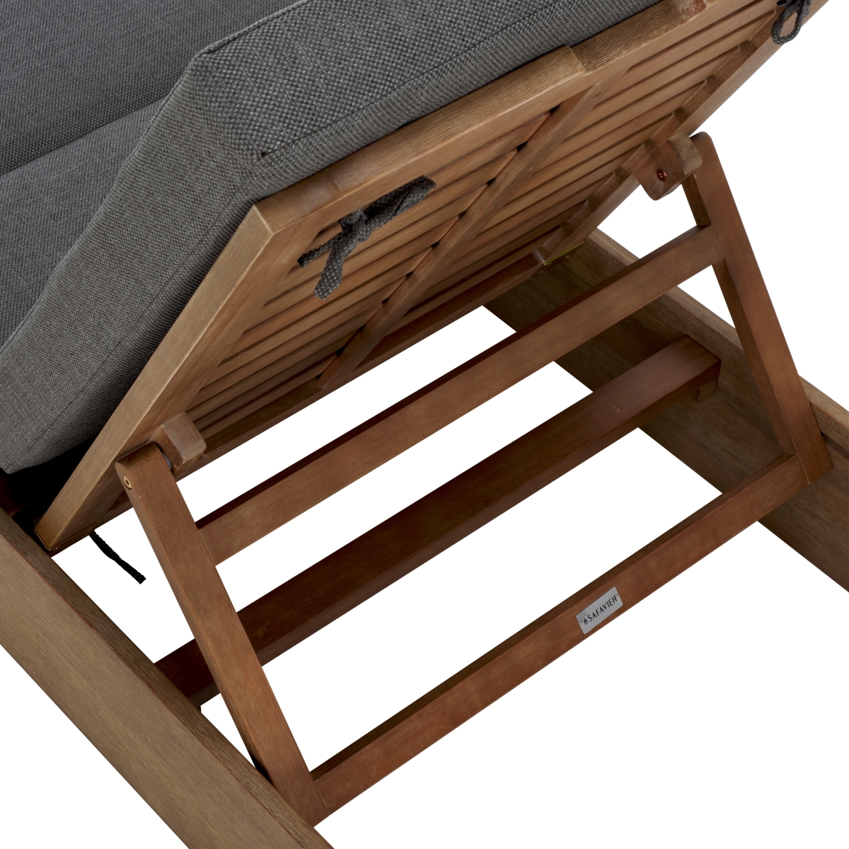 Vincent Wood Chaise Lounge Chair - Natural/Dark Grey - Image 3